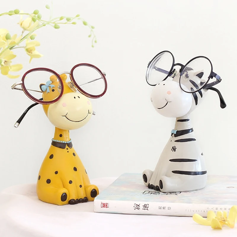 

Zebra / Giraffe Animal Glasses Stand Resin Crafts Lovely Eyeglasses Sunglasses Stand Holder Rack Animal Best Xmas Gift for Kids