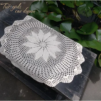 

Handmade Cotton Table Cloth Lace Crochet Table Runner American Rural Nostalgia Sofa Cloth Table Mats 60cm Wedding Gift Doily