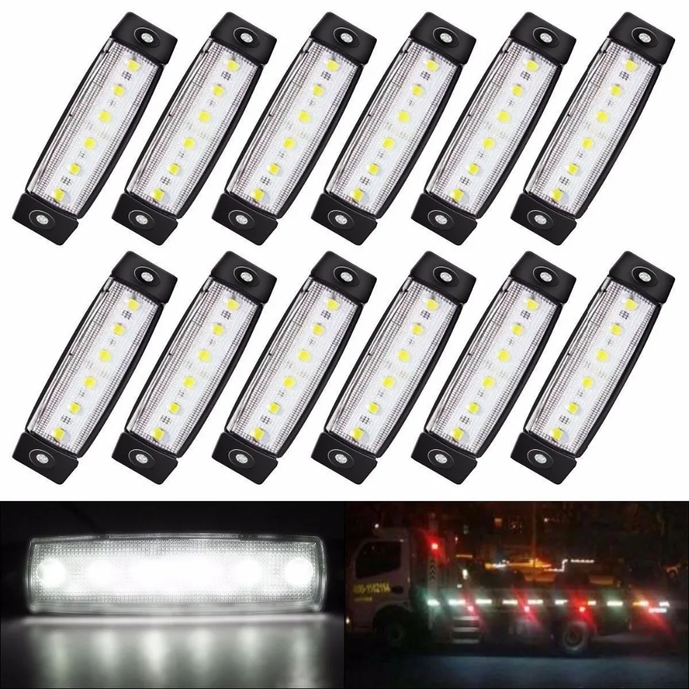 

10pcs 6 LED Side Marker Indicators Lights Lamp 12V 24V for Lorries Truck Trailer Clearance White