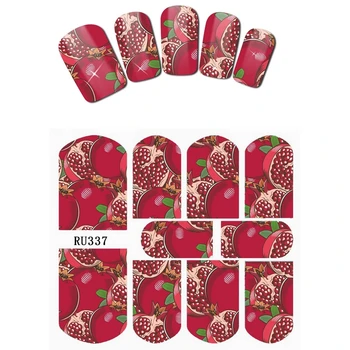 

UPRETTEGO NAIL ART BEAUTY WATER DECAL SLIDER NAIL STICKER TROPICAL FRUIT PERSIMON ORANGE CHERRY POMEGRANATE RU337-342