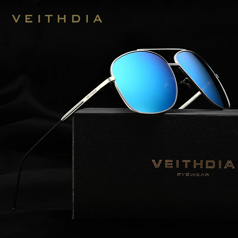 Мужские солнцезащитные очки VEITHDIA, винтажные прямоугольные очки с поляризационными стеклами, степень защиты UV400, для мужчин и женщин, V2495
