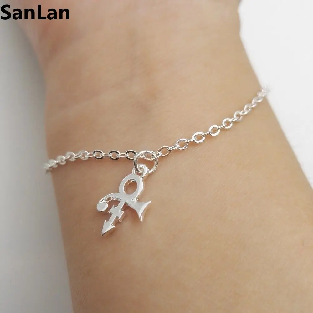 1 шт. браслет с символикой памяти принца любовь логотип для женщин/мужчин Посеребренная Очаровательная Браслет ювелирные изделия SanLan