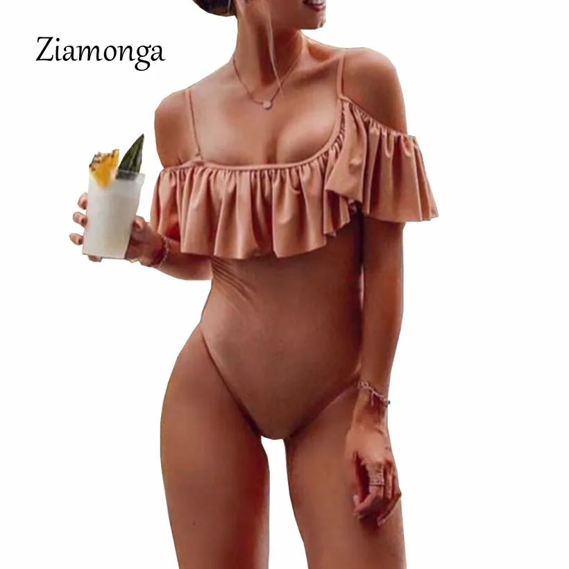 Ziamonga пляжная одежда, Женское боди, летняя мода, тонкий топ с оборками, женский сексуальный боди с открытыми плечами, женские комбинезоны, комбинезоны