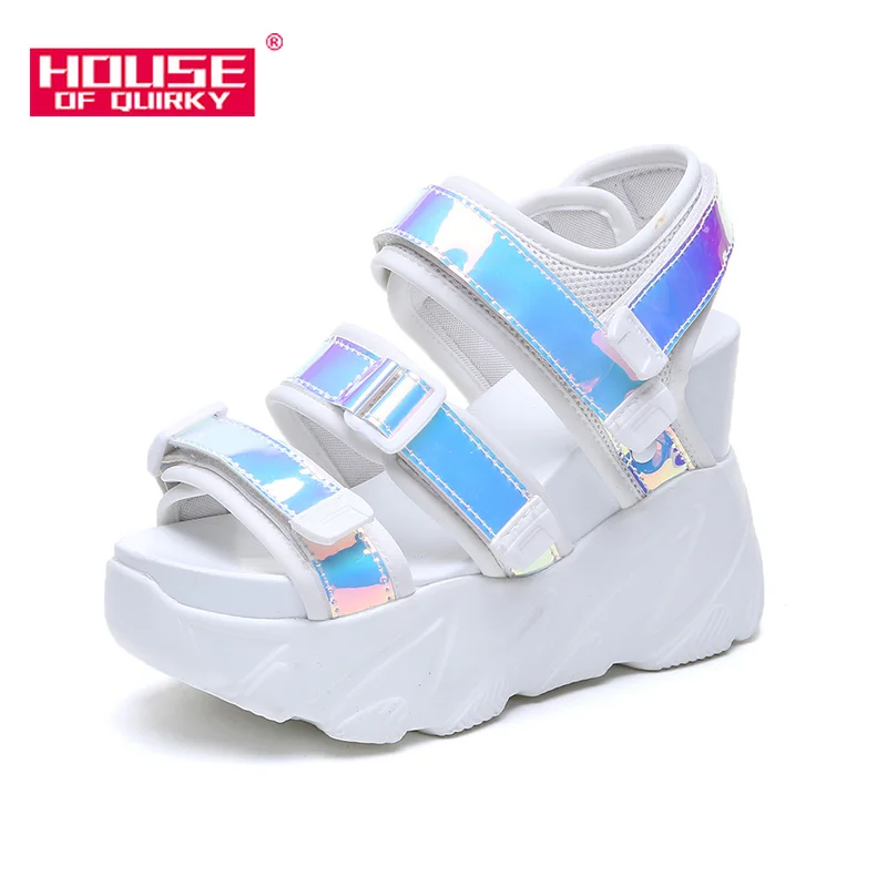 

Summer Waterproof Platform Sandals Female Sequin Open Toe Wedges Shoes Women Casual High Heels Shoes Platform Shoes 2019 New