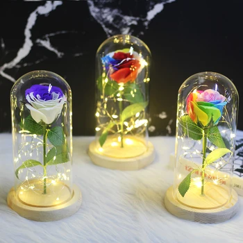 

Led Beauty Rose And Beast Artificial Soap Flower String Light Desk Lamp Romantic Valentine's Day Birthday Gift Decoration