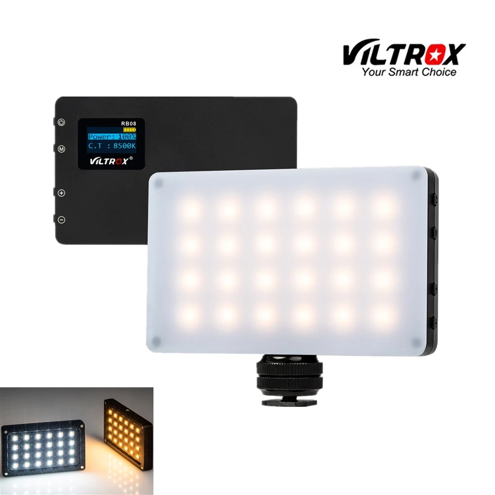 

Viltrox RB08 Mini Video LED Light Portable Fill Light Bi-color 2500K-8500K for Phone Camera shooting Studio YouTube live