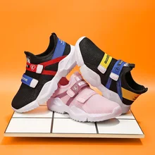 Официальные Детские кроссовки для бега, обувь для мальчиков и девочек, дышащие кроссовки без шнуровки, размер 40