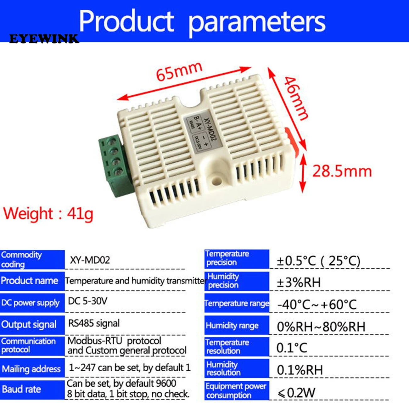 

Temperature & Humidity Transmitter SHT20 Sensor High Precision Monitoring Modbus RS485 Dec12 Dropship
