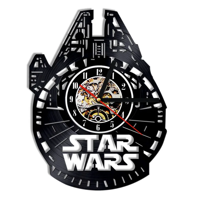 Star Wars Millennium Falcon CD Record Clock Vinyl Record Handmade Wall Art Hanging Clock Hollow