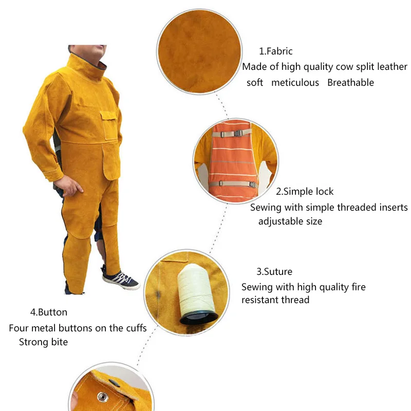 Durable Leather Welding Long Coat Apron Protective Clothing Apparel