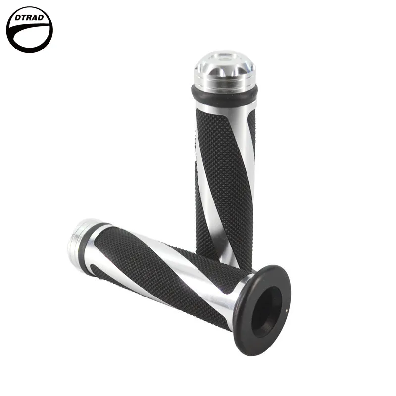 Universal 7/8" 22mm Motorcycle Handlebar Grips motocross CNC Aluminum& Rubber GEL Handle Bar Grips - Цвет: Silver