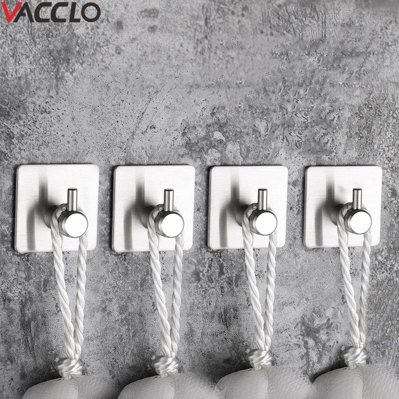 Vacclo المقاوم للصدأ منشفة الرف حامل المنظم التخزين هوك قوي المعادن السنانير الحمام المطبخ جدار لاصق الرئيسية