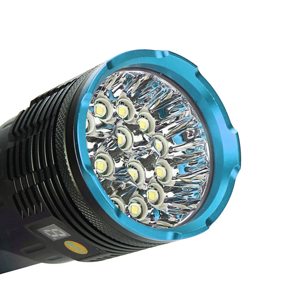 Supwildfire 50000LM 15 x XM-L T6 LED Power Digital Display Hunting Flashligt powerful led flashlight by 18650 battery #3o8 (7)