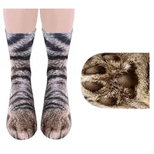 Носки с узором в виде копыта, унисекс, хлопковые носки с 3D принтом в виде лап для взрослых, носки с изображением собаки, тигра, кота, животных