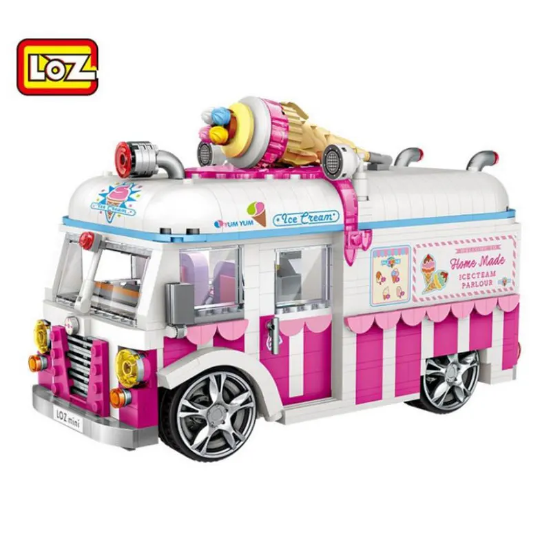 

Mini Blocks Vehicle Car Model Bricks Building Blocks City Ice Cream Van Block Set Compatible with