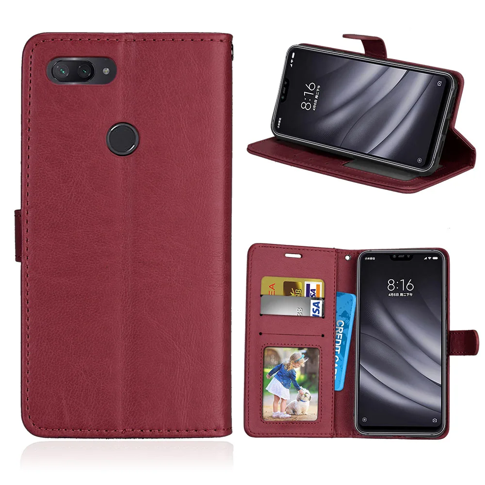 Чехол бумажник из ПУ кожи с откидной крышкой для Xiaomi Mi 8 Lite Youth 8X 9 SE Max 3 Play чехлы