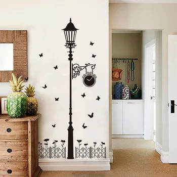 

Europe Style Black Streetlight Fence Wall Stickers for Living room Bedroom Kids room Sofa Background Wall Decor Art Decals dc8