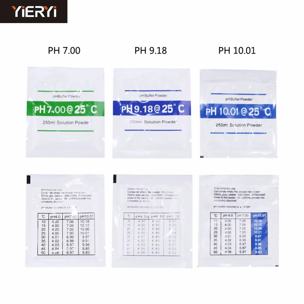 

5pcs/set PH Test Meter Measure Calibration Solution PH Buffer Powder 4.01/6.86/7.0/10.01/9.18 Calibration Point free shipping