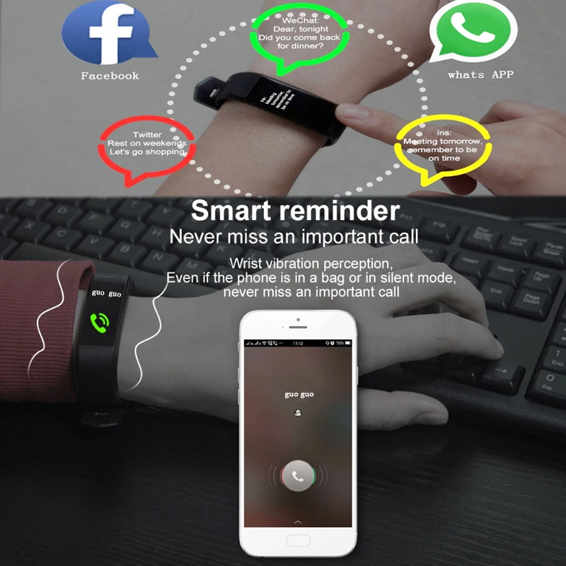 MNWT 5 Colour Wristband Smart Watch Men Women Heart Rate Monitor Blood Pressure Fitness Sports Smart Bracelet For IOS Android