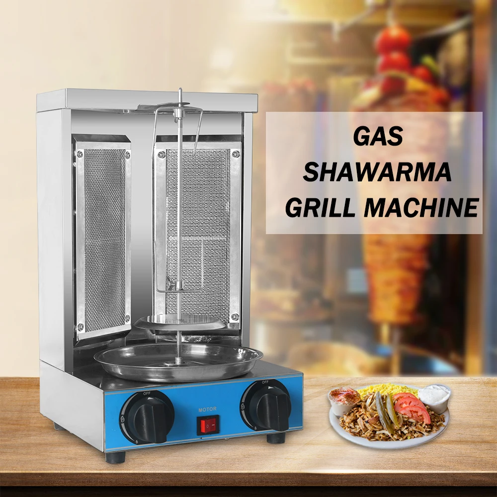 shawarma Grill Machine Stainless Steel Gas Doner kebab Vertical Automatic Rotating BBQ Grill Smokeless Gas Broiler Machine