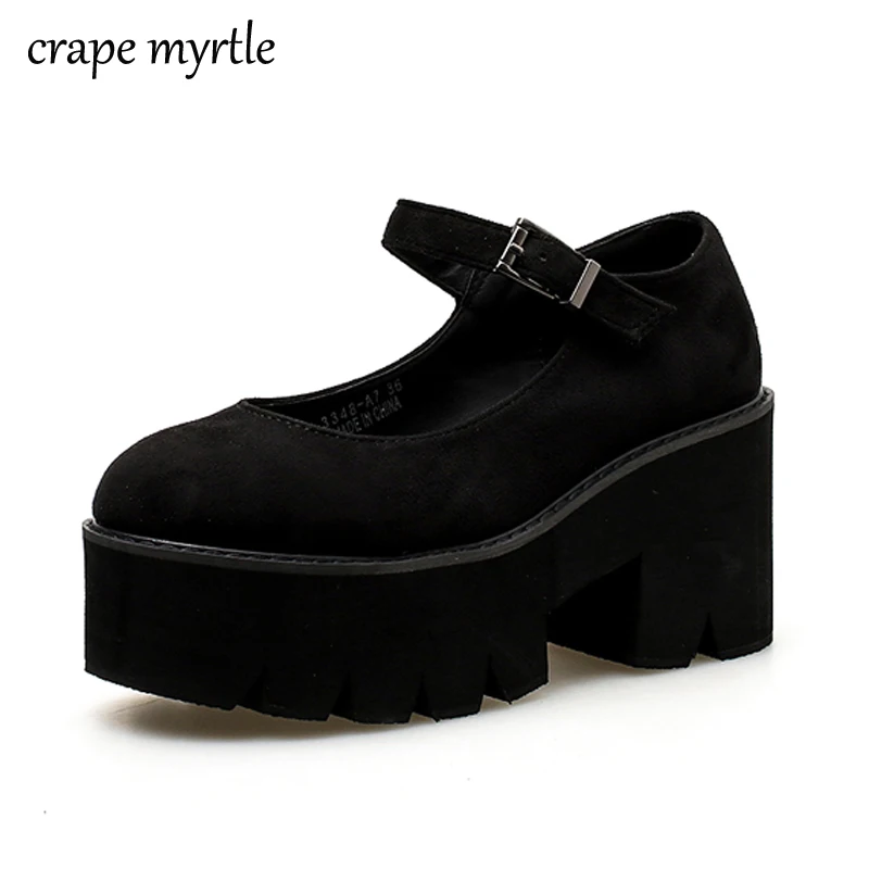 

fall shoes Women Pumps High Heels Buckle Casual Shoes Woman Black Round Toe Mary Jane Shoes Platform 2020 New Autumn YMA520