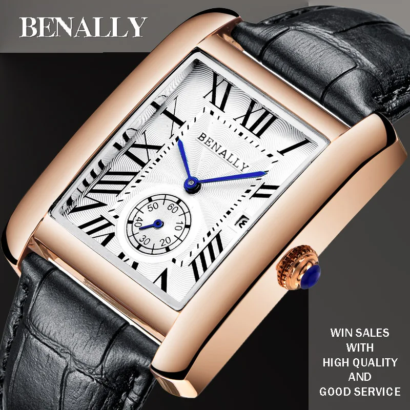 

Luxury Brand Mens Fashion Watch Waterproof Watches Exquisite Gentlemen Wristwatch In British Style Men Leather Clock