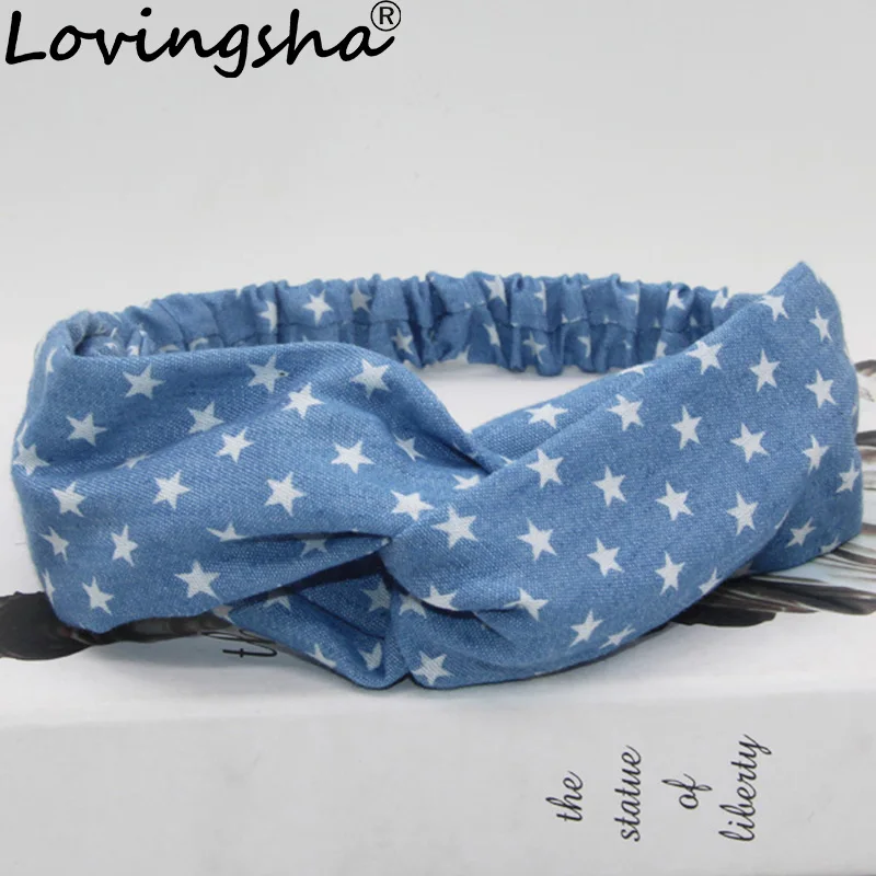 LOVINGSHA Stars Design Hair Tie Cute Ladies Headband For Women Hair Holder Rope Female Across Hair Accessories Girl Turban FD103