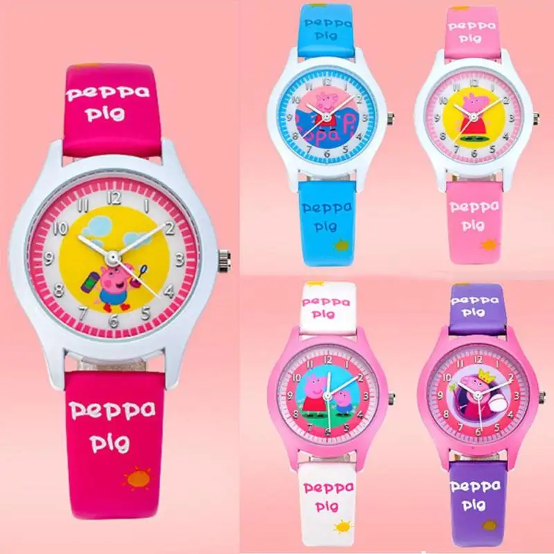 

1pc girls boys children kids pupils Students cute watches wrist clocks Quartz Wristwatches waterproof leather strap gift H4