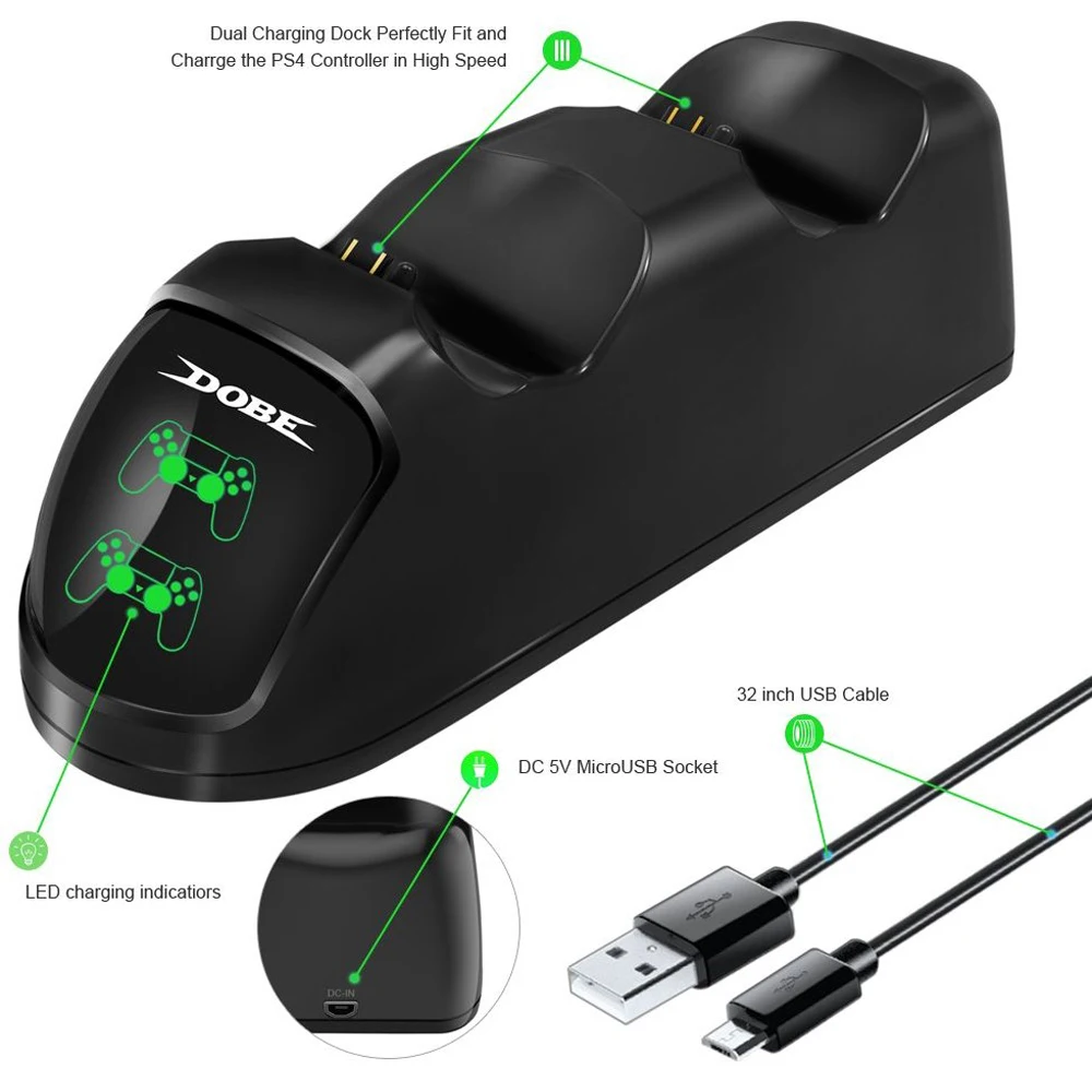 Двойной USB зарядное устройство док станция Подставка для PS4/ PS4 Slim/PS4 Pro