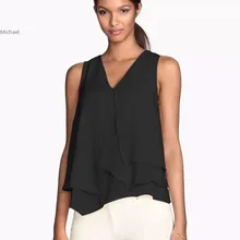 New Candy Color Fashion Layered Women Chiffon Blouse,Women Summer Feminino Blusas Sleeveless Shirts 12