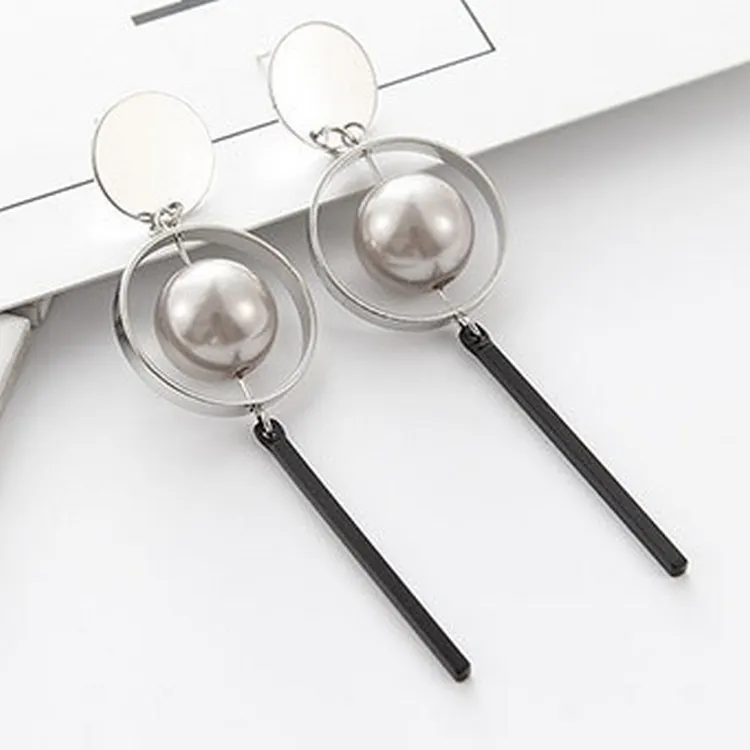 Exaggerated 3D Geometric Long Earrings Temperament Hollow Pearl Dangle for Women Fashion Jewelry Brincos | Украшения и аксессуары