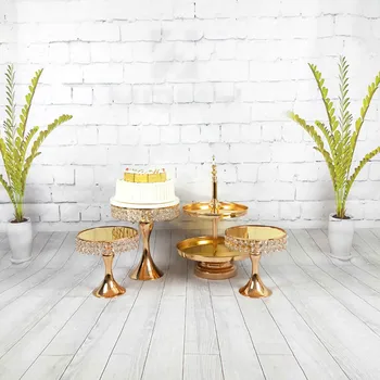 

Mirror cake stand metal gold wedding cake tools for cupcake display plate party event home decoration bakeware Kitchen& bar