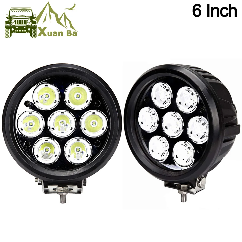 

XuanBa 2Pcs 6 inch 70W Round Led Wor Driving Light For Atv Truck Tractor 4x4 Offroad SUV Fog Lamp 12V 24V Spot Flood Roof Light