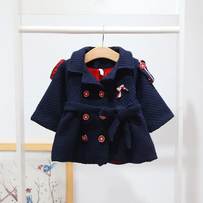Winter Baby Girls Coat England Style Doublebreasted Christmas Jacket
