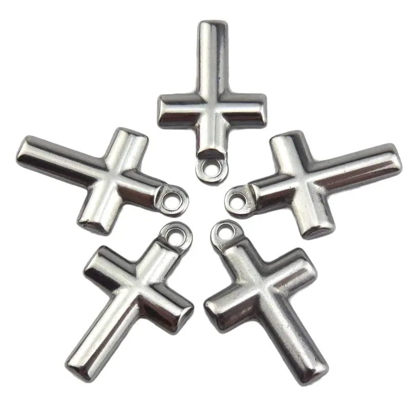 Classic Stainless Steel Cross Charm Silver Plated Pendant For Necklace