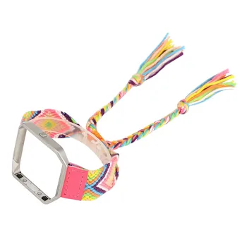 

Ethnic Style Color Watch Strap For Fitbit Blaze Smart Watch 218mm Length Canvas Weave Sports Band With Metal Frame Accessories