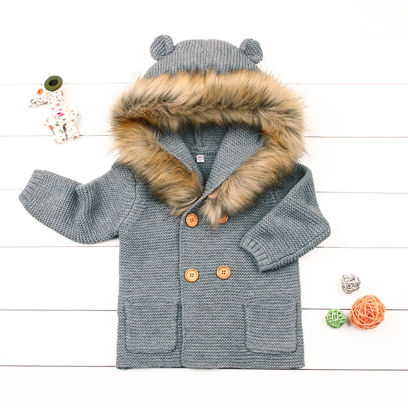 CieiK Infant Fur Hooded Coat Baby Knitted Sweaters Newborn Boys Girls Jacket  2018 Spring New Children Outwear Kids Clothing  (32)