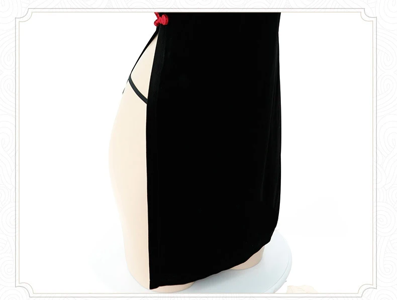 Красная повязка спинки Сексуальная cheongsam Полые черный бархат мягкие сексуальный, с высоким вырезом белье Горячая кукла эротическое