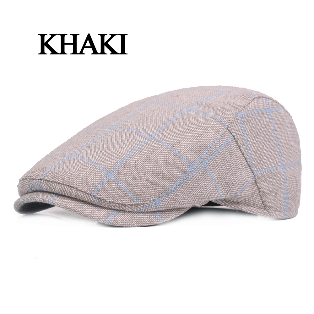 Fashion Summer Sun Hats For Men Women Casual Plaid Cotton Beret Caps Gorras Planas Boinas Check Flat Cap Adjustable Male Berets male beret cap Berets