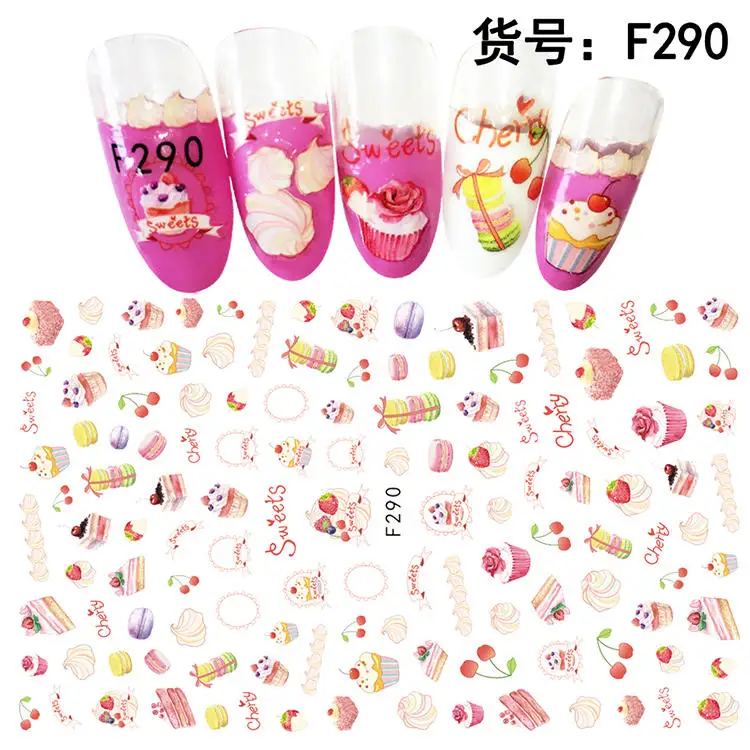 LCJ 3D Лисичка/цветок/кошка/перья наклейки для ногтей дизайн ногтей блестящие Блестящие бабочки Самоклеющиеся татуировки для ногтей - Цвет: F290