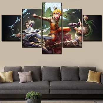 

HD Prints Pictures Home Decoration 5 Panel Naruto Paintings Modular Animation Canvas Poster For Boy Bedroom Wall Art Framework