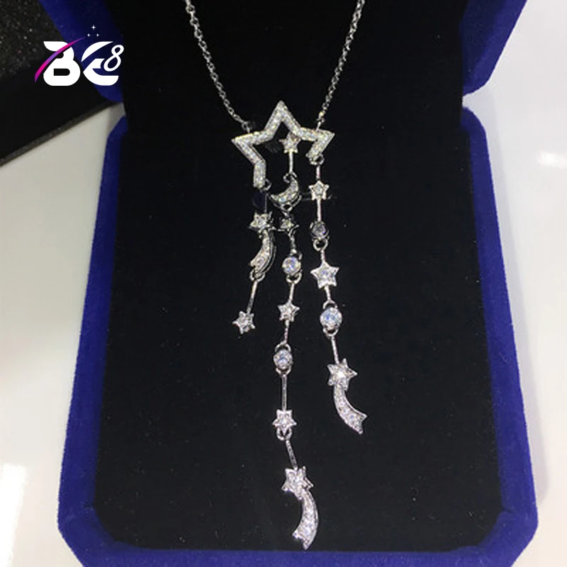 

Be 8 Модное Длинное Ожерелье со звездой и луной, массивное ожерелье для женщин, модные ювелирные украшения для вечерние N056