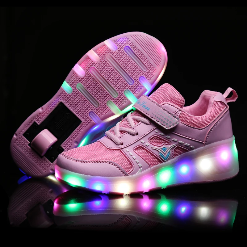 

Children Glowing Sneakers Kids Roller Skate Shoes Children Led Light up Shoes Girls Boys Sneakers with Wheels tenis infantil