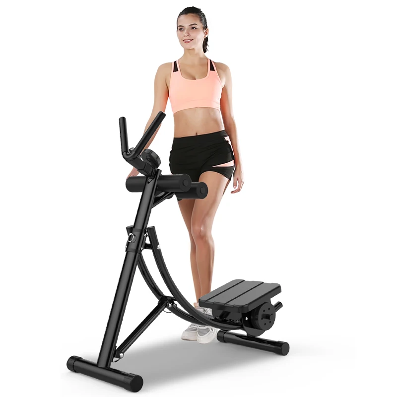

Foldable Abdominal Device, Steel Frame Ab Trainer Load 330LBS, Compact Fold Design Shape Waist Trainer Fitness Machine Equipment