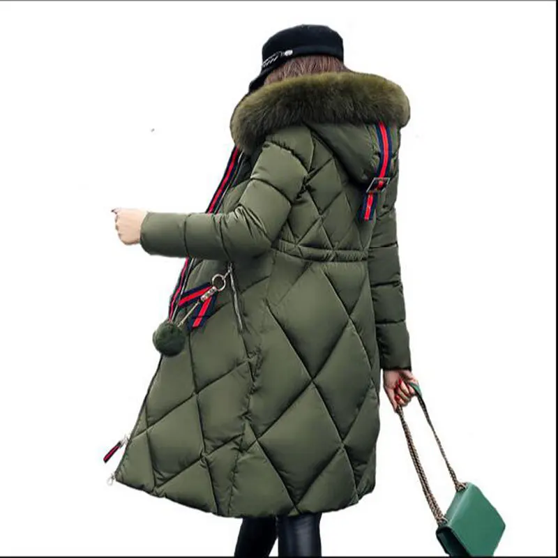 Femmes 2017 Outwear Manteau Plus La Fausse En À Mode Épais noir Manteaux D'hiver Veste gris army Blue Et Beige navy Ac143 Taille Capuchon Green Fourrure Femelle rouge blanc Nouveau Chaud Coton Pink Long light Col EHtrqEw
