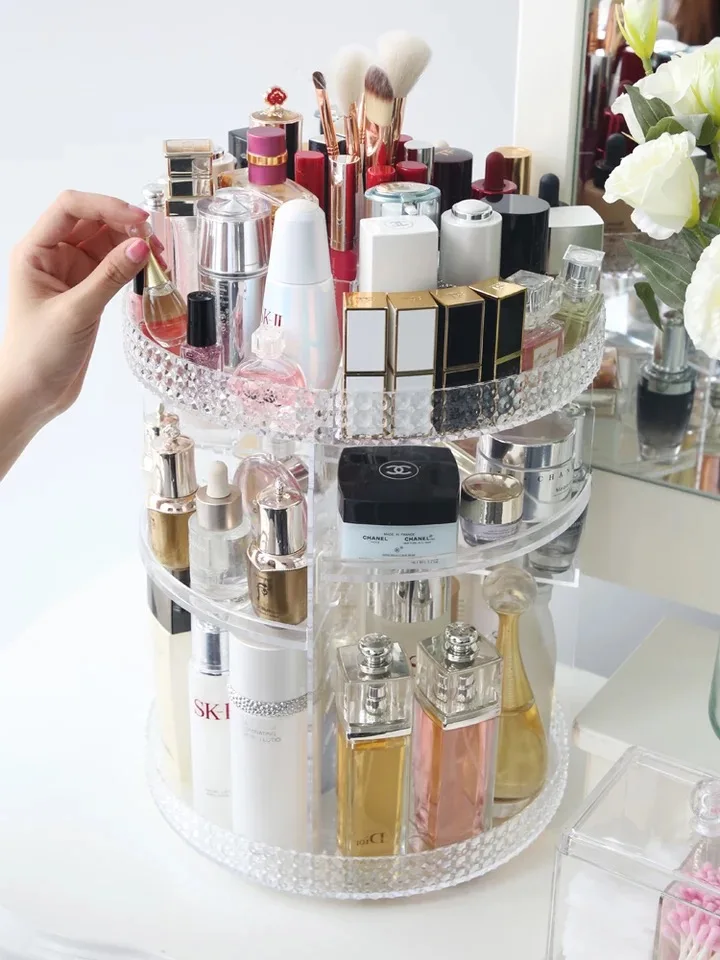 360 degree Rotating Acrylic Makeup Organizer Box Brush Holder