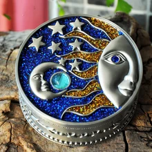 

Aqumotic Moon Hand Drawn Star Jewelry Boxes Retro Zinc Alloy Manual Box Princess Jewelry Case Box Sun God Bahamut Ring Box
