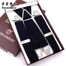 Для мужчин подтяжки повседневные модные подтяжки высокого качества кожаные подтяжки Регулируемая 6 клип ремень 7 видов цветов