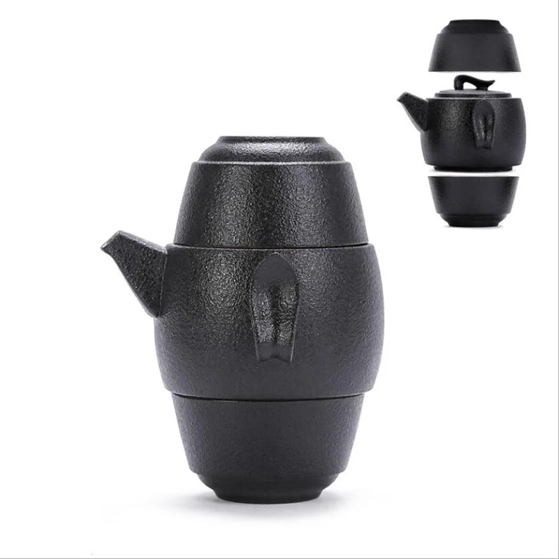 Портативный чайный сервиз включает 1 чайник 2 чайные чашки, красивый и простой чайник, китайский керамический портативный чайный сервиз gaiwan