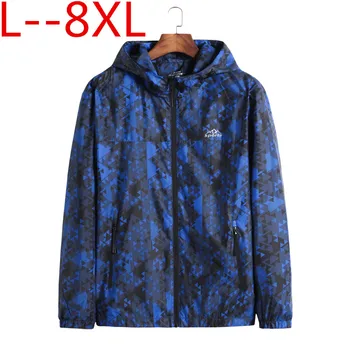 

plus 10XL 8XL 6XL Spring Autumn New Fashion Slim Fit Young Men Hooded Jacket Thin Jackets Brand Casual Windbreaker Top Quality